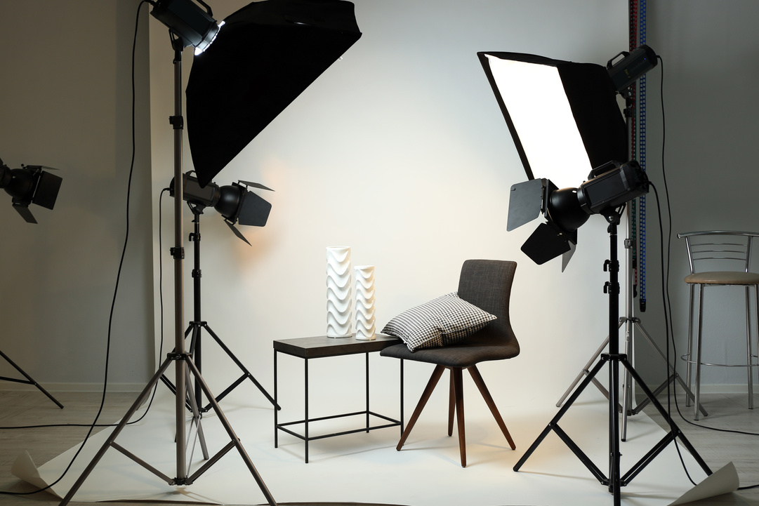 Photo Studio with Modern Interior and Lighting Equipment